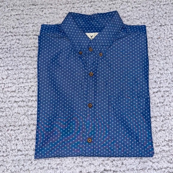 American Eagle Geo Print Patterned Button Down, Size L - Picture 2 of 7